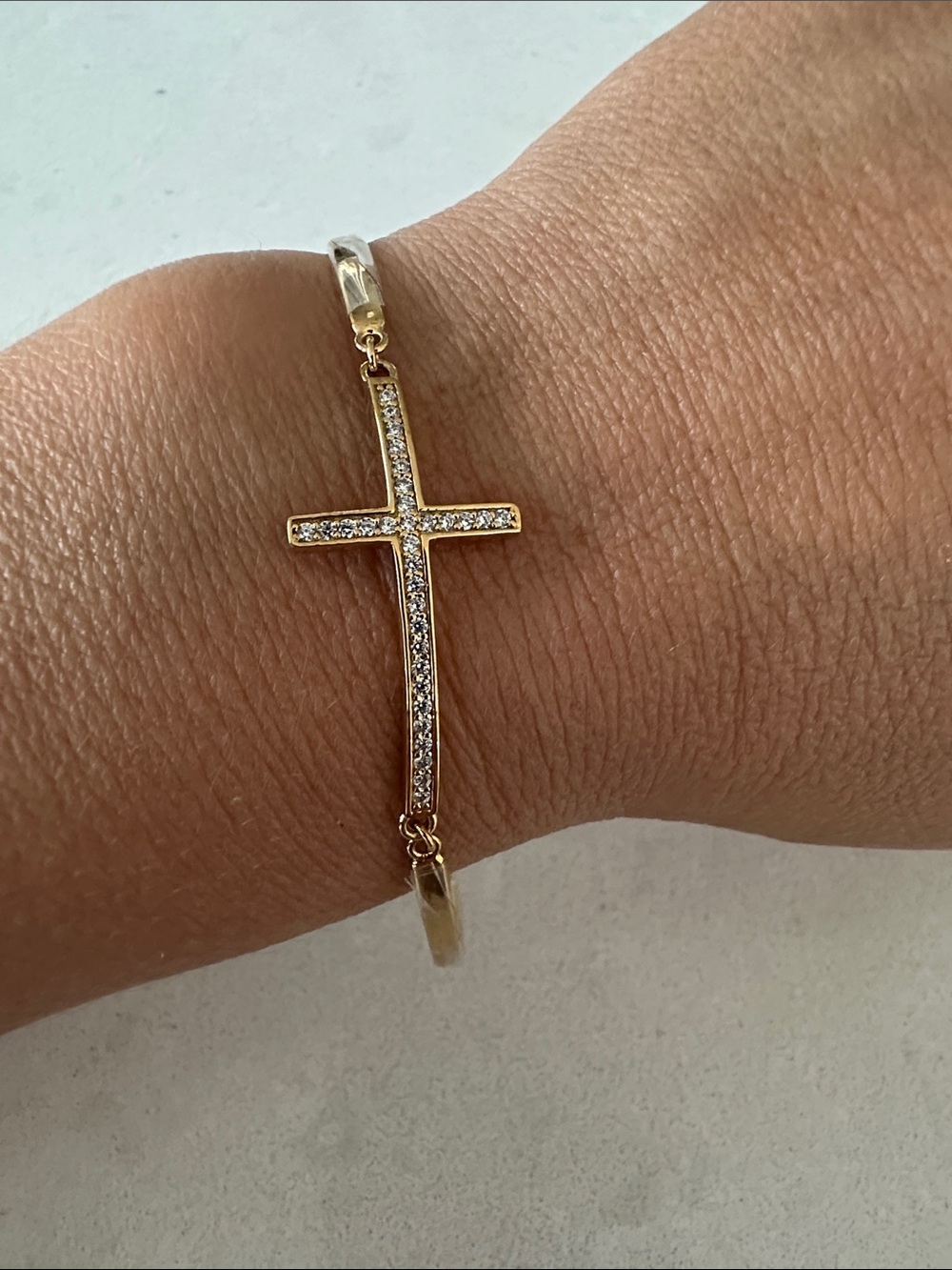 Gold Cross Crystal bangle Bracelet - Elegant Women's Jewelry